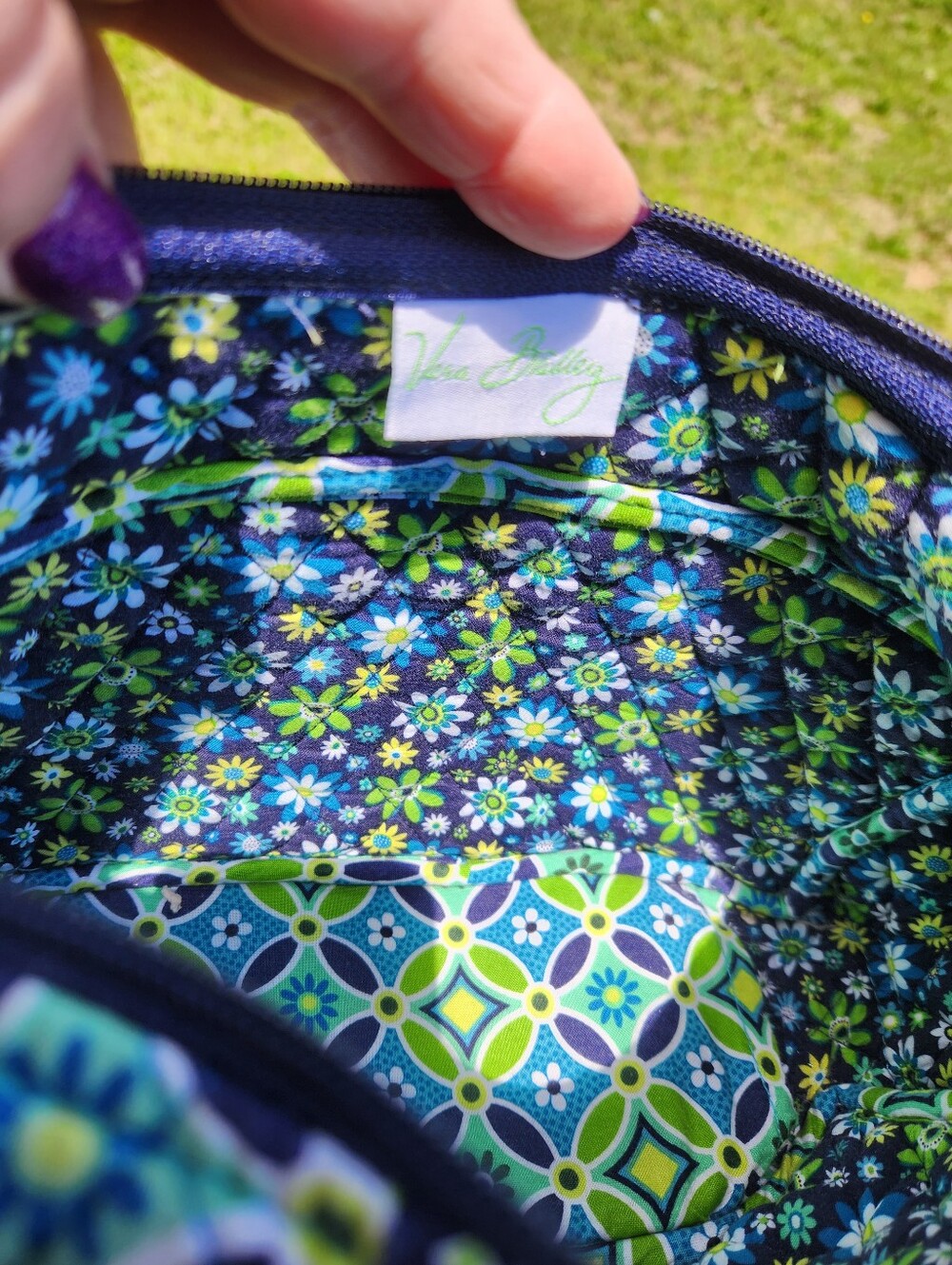 Vera Bradley Blue Green Floral Quilted Shoulder Bag - Picture 3 of 13